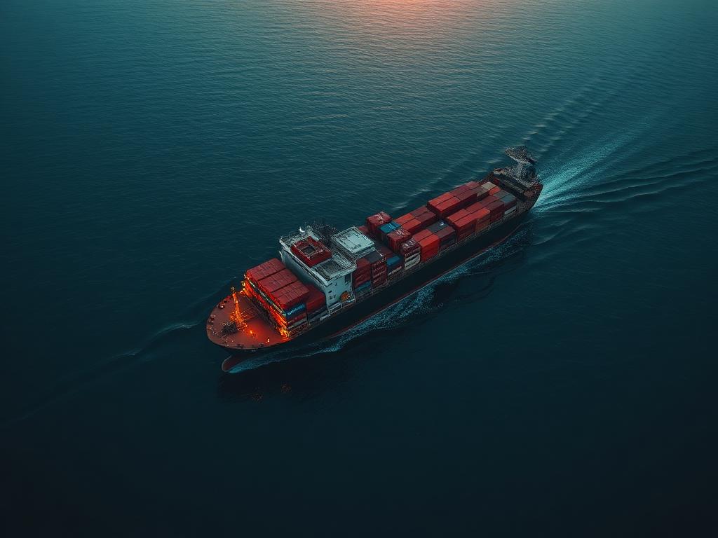 Cargo ship at sea
